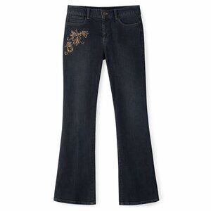 ANN TAYLOR LOFT Medium Wash Gold Embroidery Bootleg Jeans Size 10